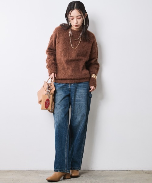 CHIC STYLE（シックスタイル）の「ヘアリークルーネックニット＜大きいサイズ有＞シックスタイル（ニット/セーター・レディース・グレー/ブラック/ブラウン・5L/L/M/4L/3L/LL）」の16枚目の写真