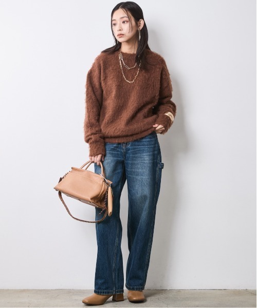 CHIC STYLE（シックスタイル）の「ヘアリークルーネックニット＜大きいサイズ有＞シックスタイル（ニット/セーター・レディース・グレー/ブラック/ブラウン・5L/L/M/4L/3L/LL）」の17枚目の写真