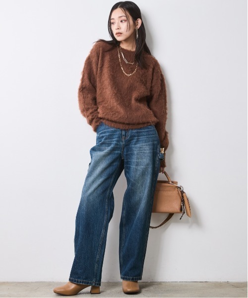 CHIC STYLE（シックスタイル）の「ヘアリークルーネックニット＜大きいサイズ有＞シックスタイル（ニット/セーター・レディース・グレー/ブラック/ブラウン・5L/L/M/4L/3L/LL）」の18枚目の写真