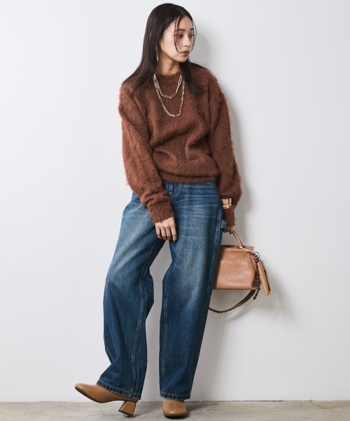 CHIC STYLE（シックスタイル）の「ヘアリークルーネックニット＜大きいサイズ有＞シックスタイル（ニット/セーター・レディース・グレー/ブラック/ブラウン・5L/L/M/4L/3L/LL）」の19枚目の写真