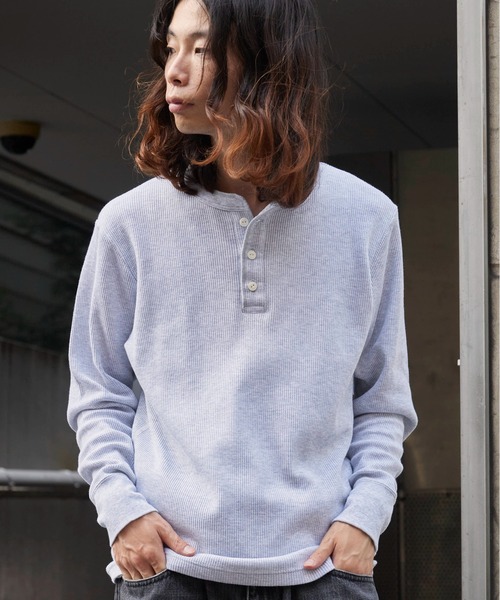Hanes/ヘインズ TH L S HENLY NECK T サーマルヘンリーネックロンT（T