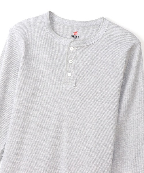 HANES(ヘインズ)の「【入庫禁止】Hanes/ヘインズ TH L S HENLY NECK T サーマルヘンリーネックロンT(Tシャツ/カットソー・メンズ・ホワイト/ヘザーグレー/ブラック・XL/L/M)」の8枚目の写真
