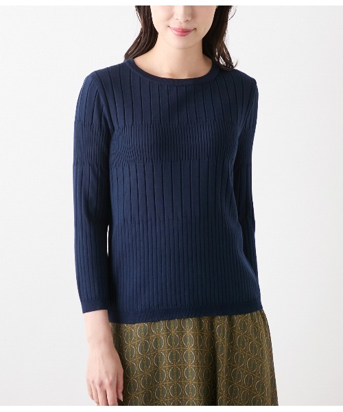 ニューヨーカー（NEWYORKER）/【手洗い可能】レーヨンポリストレッチ 7分袖クルーネックプルオーバー セール】【手洗い可能】レーヨンポリストレッチ 7分袖クルーネックプル