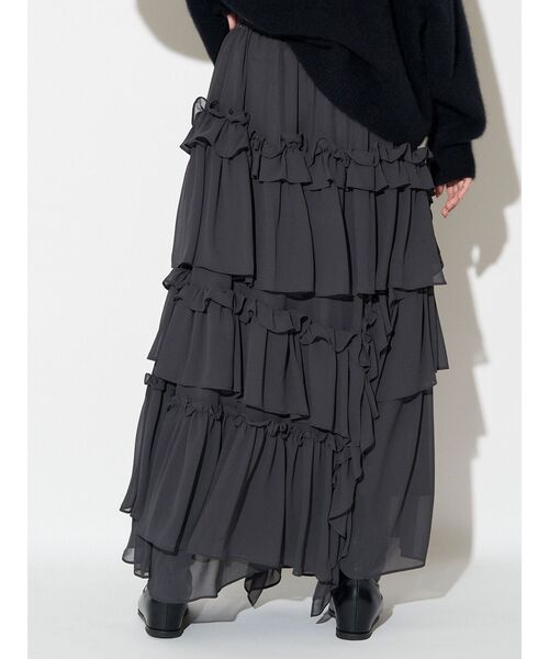ELENDEEK（エレンディーク）の「シフォンティアードスカート（スカート・レディース・チャコールグレー/ボルドー・01/02）」の4枚目の写真