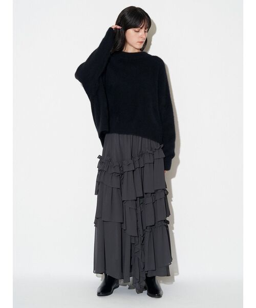 ELENDEEK（エレンディーク）の「シフォンティアードスカート（スカート・レディース・チャコールグレー/ボルドー・01/02）」の6枚目の写真