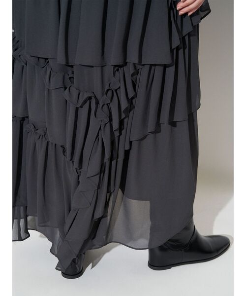 ELENDEEK（エレンディーク）の「シフォンティアードスカート（スカート・レディース・チャコールグレー/ボルドー・01/02）」の10枚目の写真