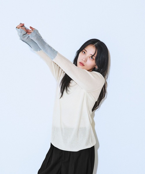 セール】14Gリブバイカラープルオーバー/603867（ニット/セーター