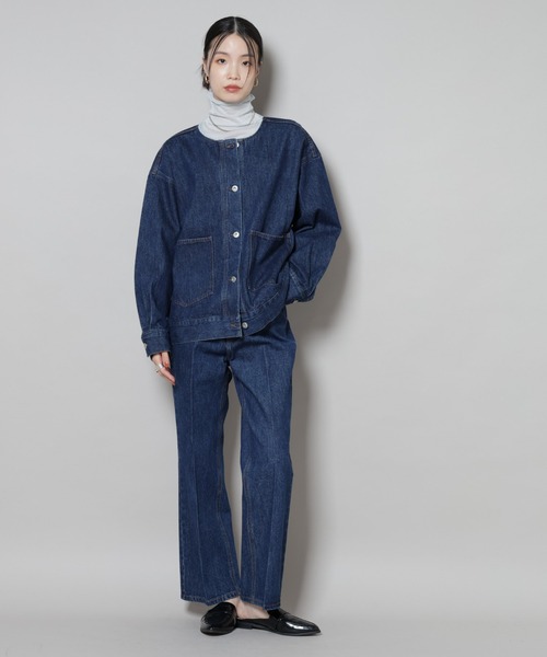 NANO universe（ナノユニバース）の「ノーカラーデニムジャケット（デニムジャケット・レディース・ライトブルー/ダークネイビー/ネイビー・FREE）」の20枚目の写真