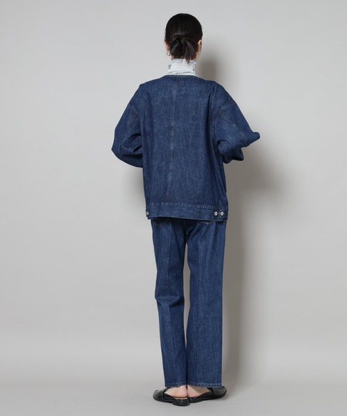 NANO universe（ナノユニバース）の「ノーカラーデニムジャケット（デニムジャケット・レディース・ライトブルー/ダークネイビー/ネイビー・FREE）」の9枚目の写真