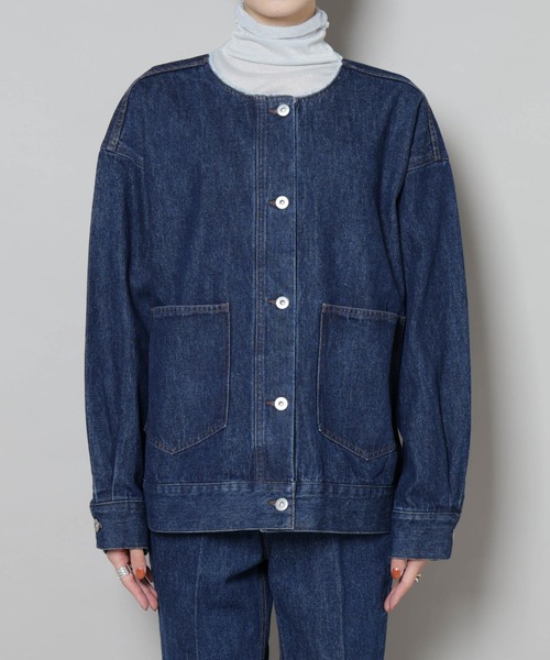 NANO universe（ナノユニバース）の「ノーカラーデニムジャケット（デニムジャケット・レディース・ライトブルー/ダークネイビー/ネイビー・FREE）」の11枚目の写真