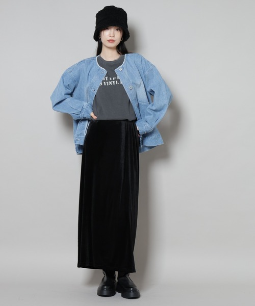 NANO universe（ナノユニバース）の「ノーカラーデニムジャケット（デニムジャケット・レディース・ライトブルー/ダークネイビー/ネイビー・FREE）」の15枚目の写真