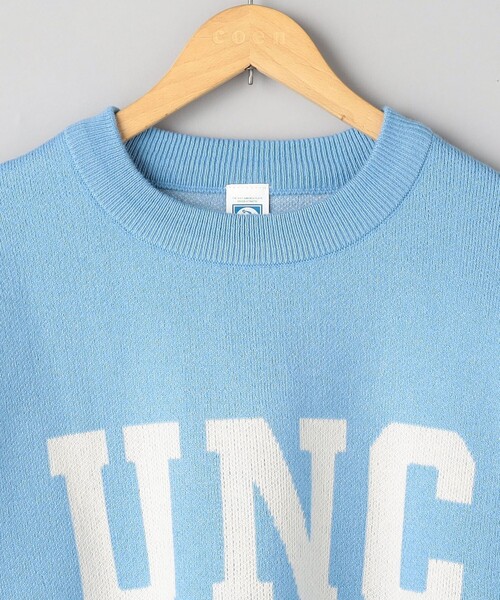 DISCUS ATHLETIC（ディスカス　アスレチック）の「【WEB限定・DISCUS（ディスカス）】 カレッジロゴジャガードニット①（ニット/セーター・レディース・ライトブルー/オフホワイト・M/L）」の18枚目の写真