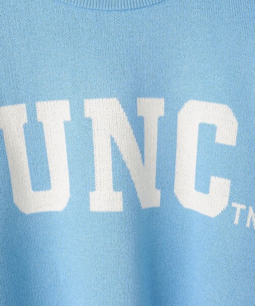 DISCUS ATHLETIC（ディスカス　アスレチック）の「【WEB限定・DISCUS（ディスカス）】 カレッジロゴジャガードニット①（ニット/セーター・レディース・ライトブルー/オフホワイト・M/L）」の22枚目の写真