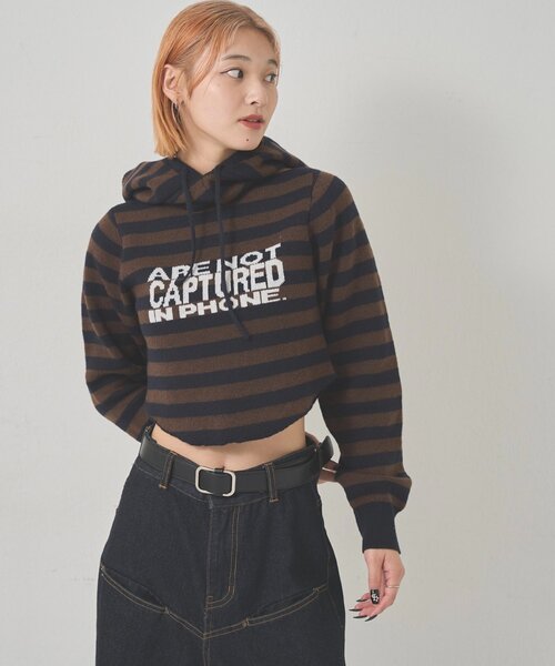 WHO'S WHO gallery(フーズフーギャラリー)の「2WAY ロゴボーダーフーディニット(ニット/セーター・レディース・チャコールグレー/ブラウン/イエロー・FREE)」の16枚目の写真