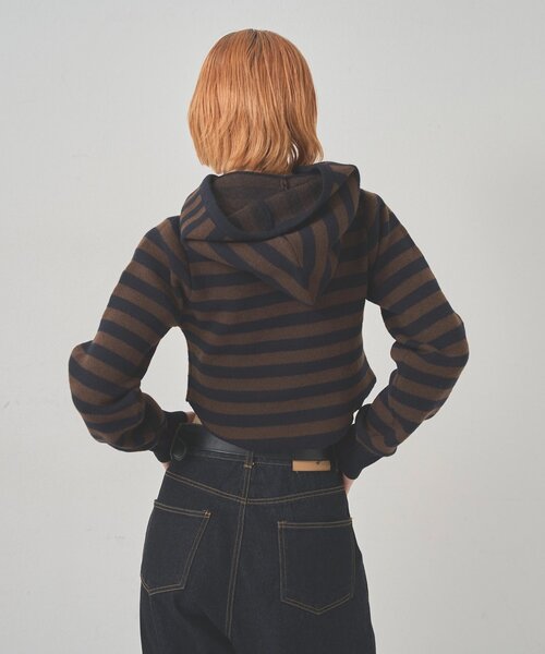 WHO'S WHO gallery(フーズフーギャラリー)の「2WAY ロゴボーダーフーディニット(ニット/セーター・レディース・チャコールグレー/ブラウン/イエロー・FREE)」の18枚目の写真