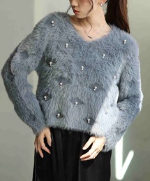 Sawa a la mode | パール付きシャギーニットトップス(ニット/セーター)