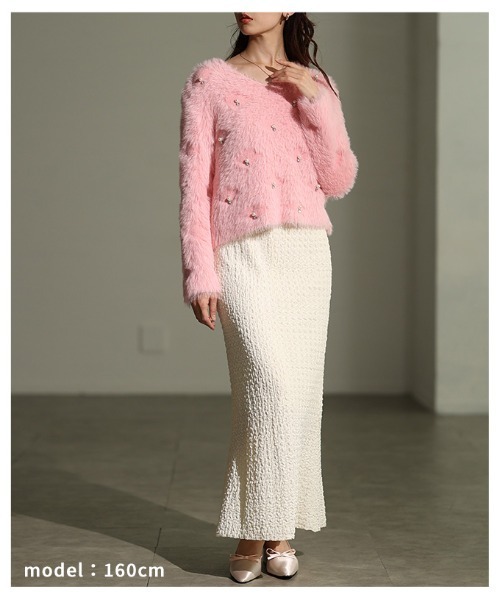 Sawa a la mode（サワアラモード）の「パール付きシャギーニットトップス（ニット/セーター・レディース・グレー/ホワイト/ピンク・FREE）」の9枚目の写真