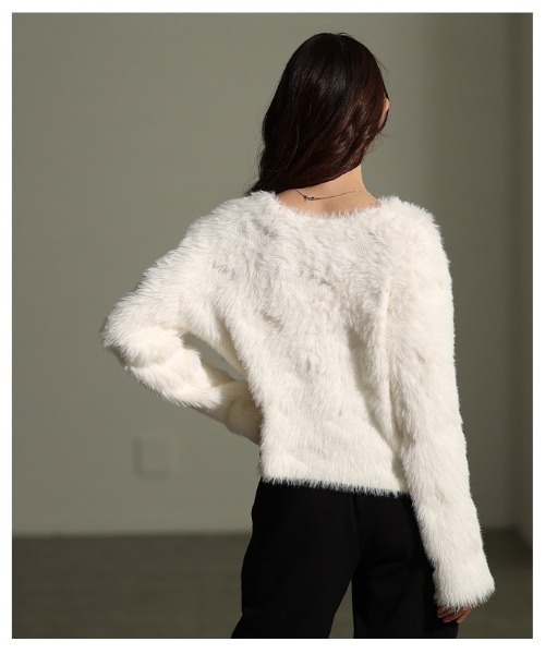 Sawa a la mode（サワアラモード）の「パール付きシャギーニットトップス（ニット/セーター・レディース・グレー/ホワイト/ピンク・FREE）」の14枚目の写真