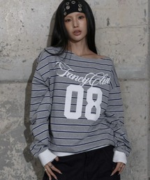FANCY CLUB（ファンシークラブ）の「A'GEM/9 × .kom 『FANCY CLUB/ファンシークラブ』 STRIPE ONE-SHOULDER SWEATSHIRT/ワンショルダー スウェット シャツ（スウェット・レディース）」