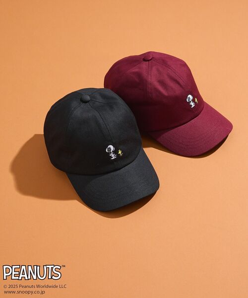 PEANUTS(ピーナッツ)の「■PEANUTS スヌーピーミニ刺繍キャップ(キャップ・レディース・ブラック/ボルドー・FREE)」の3枚目の写真