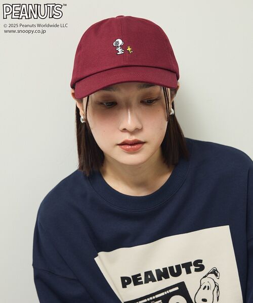 PEANUTS(ピーナッツ)の「■PEANUTS スヌーピーミニ刺繍キャップ(キャップ・レディース・ブラック/ボルドー・FREE)」の9枚目の写真