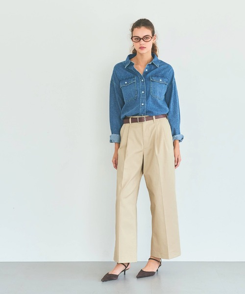 coca（coca）（コカ）の「タックワイドチノパンツ（チノパンツ・レディース・ブラウン/ライトベージュ・L/M/S）」の3枚目の写真