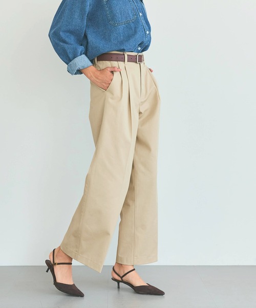 coca（coca）（コカ）の「タックワイドチノパンツ（チノパンツ・レディース・ブラウン/ライトベージュ・L/M/S）」の4枚目の写真