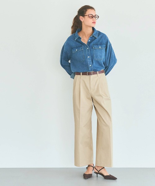 coca（coca）（コカ）の「タックワイドチノパンツ（チノパンツ・レディース・ブラウン/ライトベージュ・L/M/S）」の5枚目の写真