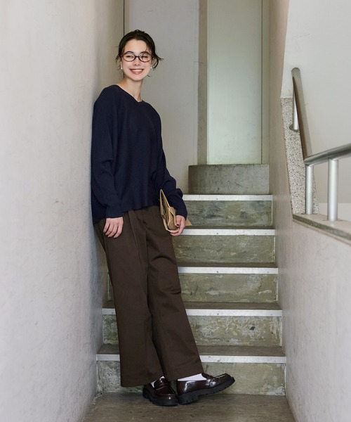 coca（coca）（コカ）の「タックワイドチノパンツ（チノパンツ・レディース・ブラウン/ライトベージュ・L/M/S）」の14枚目の写真