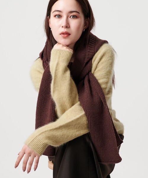 BEAUTY&YOUTH UNITED ARROWS(ビューティーアンドユースユナイテッドアローズ)の「ニット フード マフラー(マフラー・レディース・ブラック/クリーム/ダークブラウン・FREE)」の7枚目の写真
