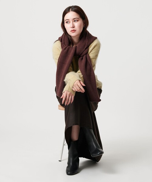 BEAUTY&YOUTH UNITED ARROWS(ビューティーアンドユースユナイテッドアローズ)の「ニット フード マフラー(マフラー・レディース・ブラック/クリーム/ダークブラウン・FREE)」の9枚目の写真