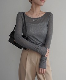 Rashik（ラシク）の「リブシアークルーネックトップス（Tシャツ/カットソー）」