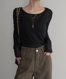 Rashik（ラシク）の「リブシアークルーネックトップス（Tシャツ/カットソー）」