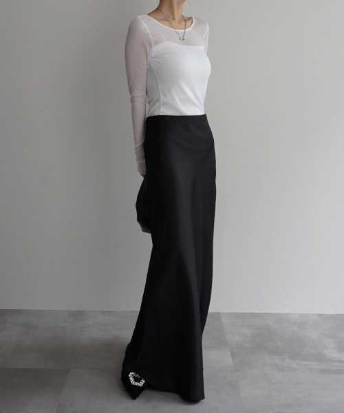 Rashik（ラシク）の「リブシアークルーネックトップス（Tシャツ/カットソー・レディース・レッド/ホワイト/ピンク/ブラック/グレー・FREE）」の7枚目の写真