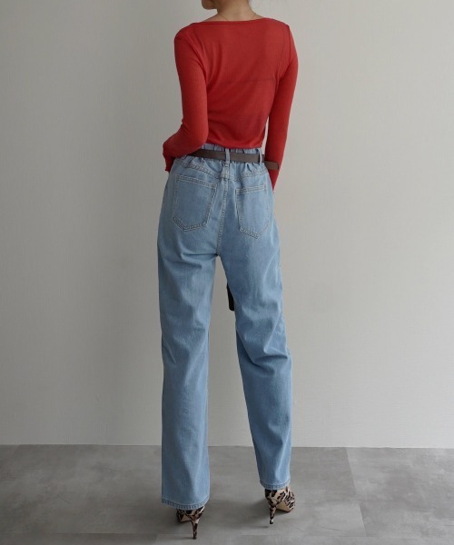 Rashik（ラシク）の「リブシアークルーネックトップス（Tシャツ/カットソー・レディース・レッド/ホワイト/ピンク/ブラック/グレー・FREE）」の16枚目の写真