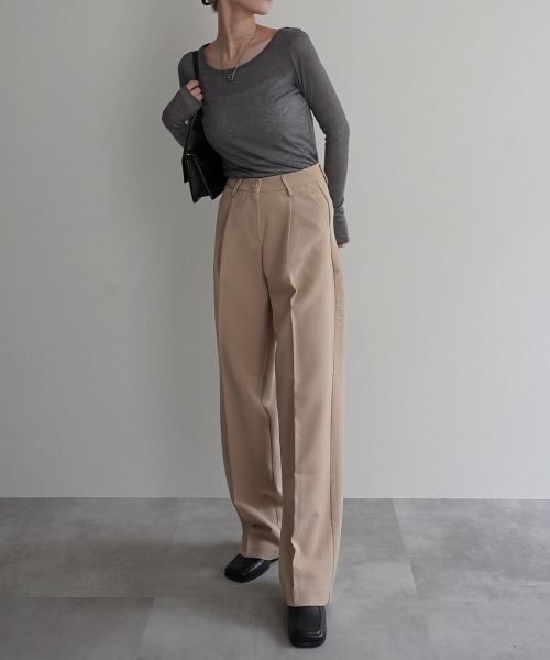 Rashik（ラシク）の「リブシアークルーネックトップス（Tシャツ/カットソー・レディース・レッド/ホワイト/ピンク/ブラック/グレー・FREE）」の20枚目の写真