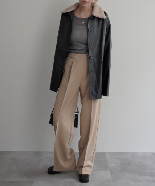 Rashik（ラシク）の「リブシアークルーネックトップス（Tシャツ/カットソー・レディース・レッド/ホワイト/ピンク/ブラック/グレー・FREE）」の21枚目の写真