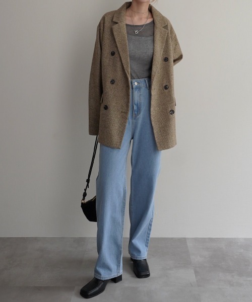 Rashik（ラシク）の「リブシアークルーネックトップス（Tシャツ/カットソー・レディース・レッド/ホワイト/ピンク/ブラック/グレー・FREE）」の22枚目の写真