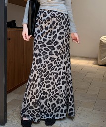 マーメイドスカート」に該当するスカート（レオパード柄）ファッション