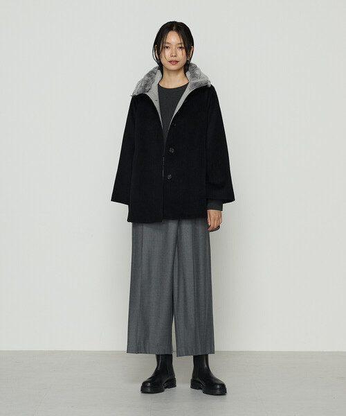 K.T KIYOKO TAKASE（キヨコタカセ）の「アンゴラウール ・Aラインショートコート（その他アウター・レディース・キナリ/ブラック/ライトグレー/ブルー系その他/モカ・11号/9号）」の10枚目の写真