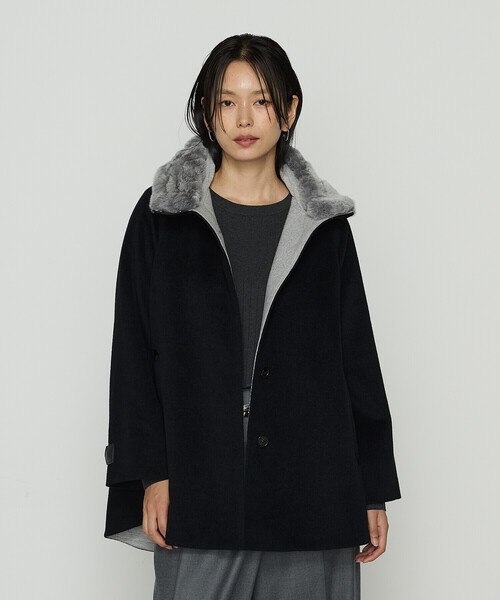 K.T KIYOKO TAKASE（キヨコタカセ）の「アンゴラウール ・Aラインショートコート（その他アウター・レディース・キナリ/ブラック/ライトグレー/ブルー系その他/モカ・11号/9号）」の12枚目の写真