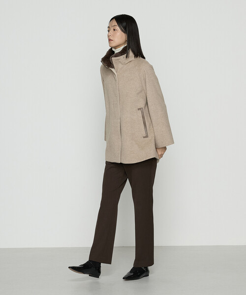 K.T. アンゴラウール　ショートコート　M〜Lサイズ　ベージュ Oggi 12月号掲載商品】〔 Sサイズ 〕 アンゴラウール ・Aライン