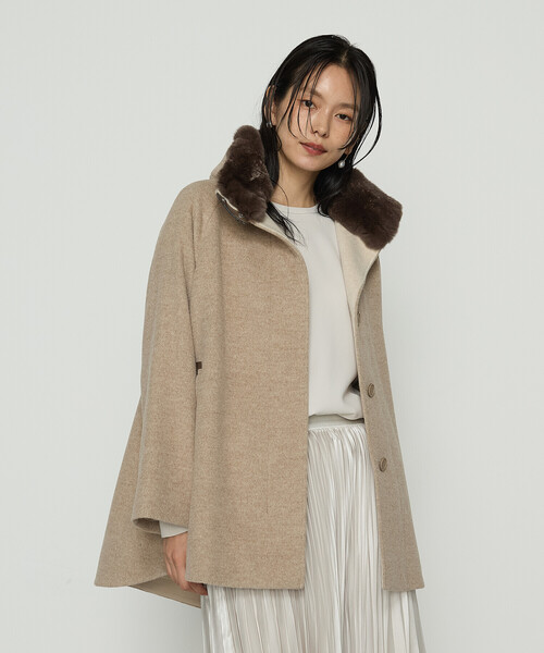 セール】アンゴラウール ・Aラインショートコート（その他アウター