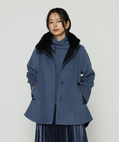 セール】アンゴラウール ・Aラインショートコート（その他アウター