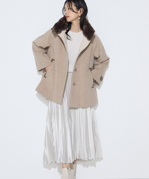 セール】アンゴラウール ・Aラインショートコート（その他アウター