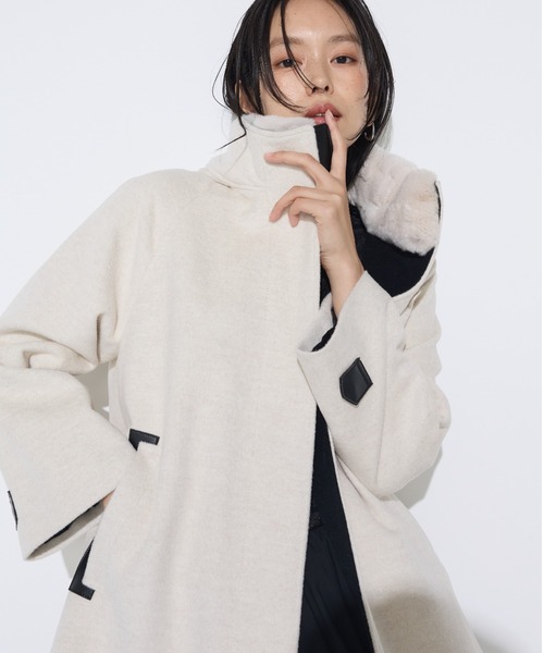 K.T KIYOKO TAKASE（キヨコタカセ）の「アンゴラウール ・Aラインショートコート（その他アウター・レディース・キナリ/ブラック/ライトグレー/ブルー系その他/モカ・11号/9号）」の2枚目の写真