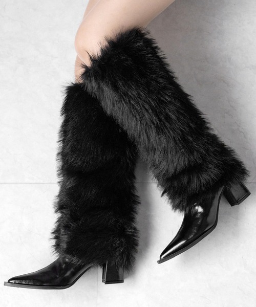 me+em select(ミームセレクト)の「【 2color 】ミックスフェイクファーロングカバーブーツ / mix fake fur long cover boots(ブーツ・レディース・ブラック/ベージュ・37/38/39/40)」の19枚目の写真