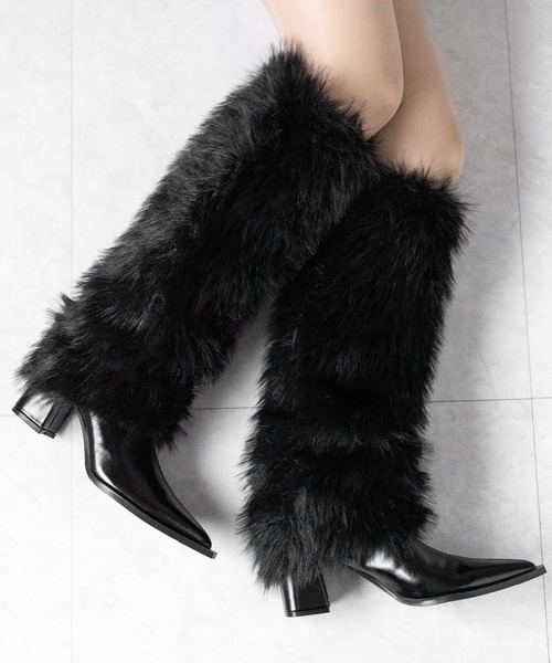 me+em select(ミームセレクト)の「【 2color 】ミックスフェイクファーロングカバーブーツ / mix fake fur long cover boots(ブーツ・レディース・ブラック/ベージュ・37/38/39/40)」の20枚目の写真