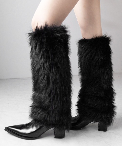 me+em select(ミームセレクト)の「【 2color 】ミックスフェイクファーロングカバーブーツ / mix fake fur long cover boots(ブーツ・レディース・ブラック/ベージュ・37/38/39/40)」の21枚目の写真