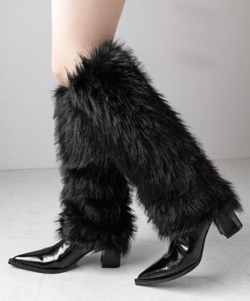 me+em select(ミームセレクト)の「【 2color 】ミックスフェイクファーロングカバーブーツ / mix fake fur long cover boots(ブーツ・レディース・ブラック/ベージュ・37/38/39/40)」の22枚目の写真